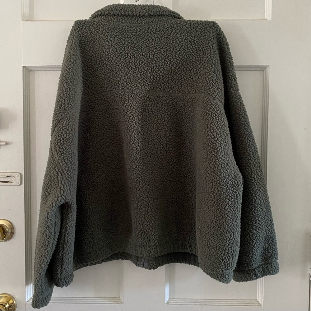 Old Navy Forest Green Sherpa Teddy Jacket, Full Zip Front - Women’s XL - Picture 2 of 5